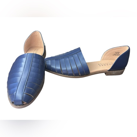 Journee Collection Shoes - Journee Collection Blue d'Orsay Flats with Woven Design Fisherman 8.5